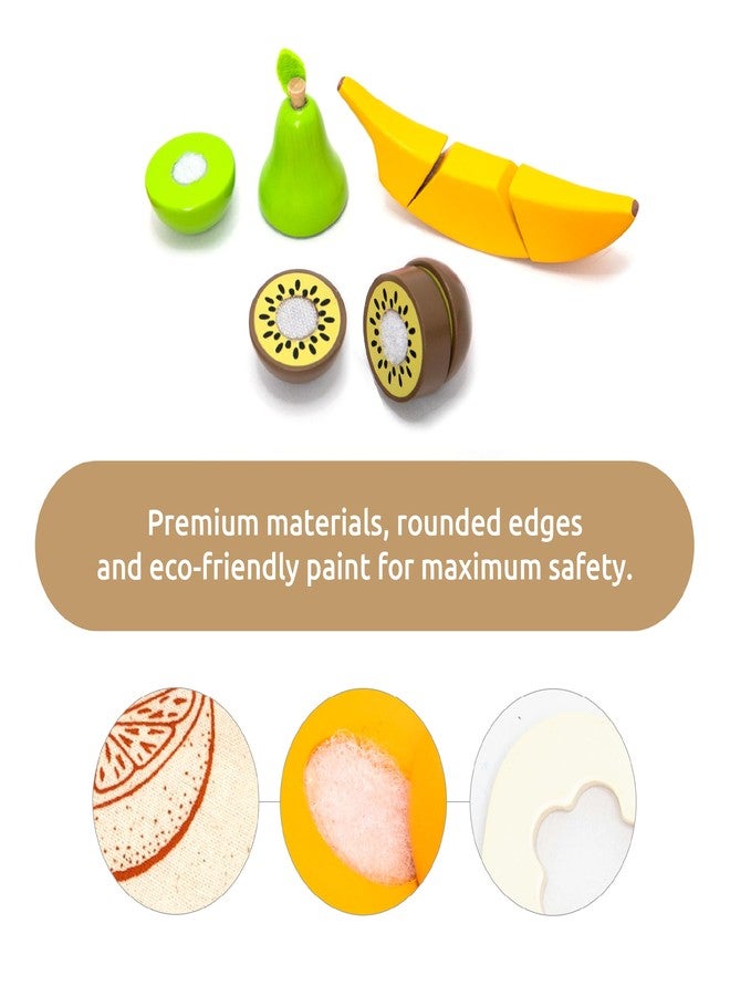 umu Cutting Fruit Set - Wooden Play Food Kitchen Accessory, Multi - Pretend Play Accessories, Wooden Cutting Fruit Toys for Toddlers and Kids Ages 3+ - Image 2